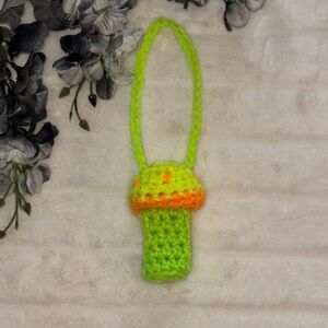 Neon Crochet Mushroom Lip Balm Holder